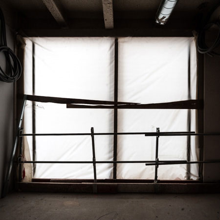 Abstract architecture photography, construction documentation, Radio France, Paris